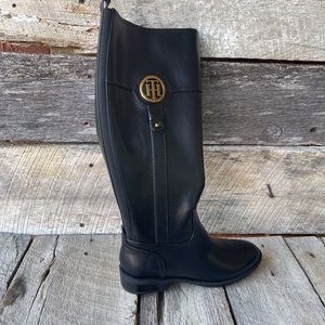 Wide Calf Tommy Hilfiger Black Riding Boots